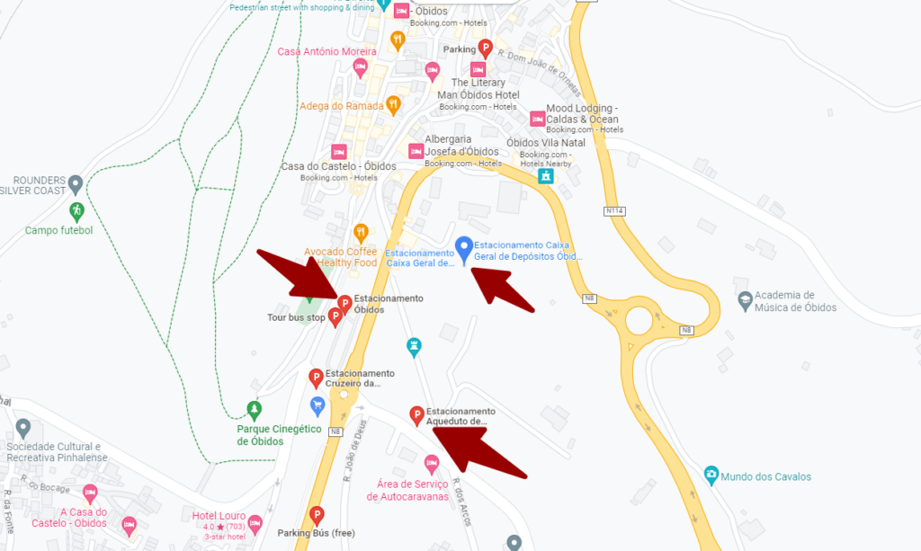 Parking map for Óbidos