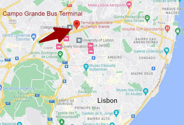 Campo Grande bus stands in Lisbon
